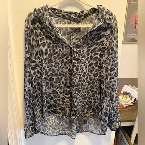 Maven West button-down blouse Animal Print Sheer Size M